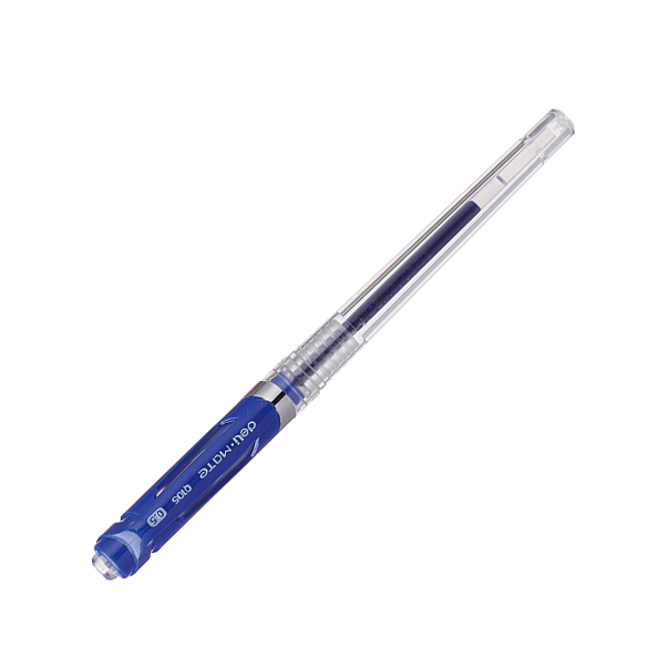 Ручка гелевая 0,5 мм Deli резиновая манжета прозрачный синие чернила