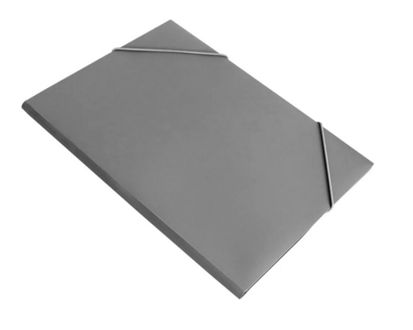 Папка на резинке А4 корешок 30 мм пластик 0,5 мм серый