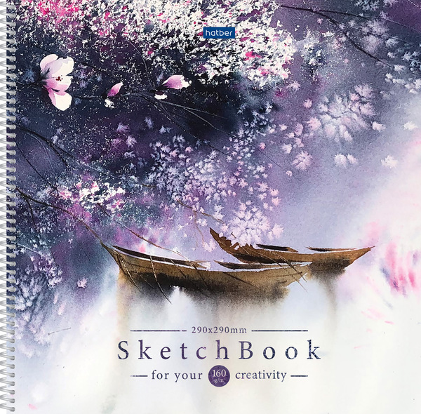 Тетрадь SketchBook А3 32 л. 160г/кв.м без линовки на спирали Цветение сакуры"Premium" 