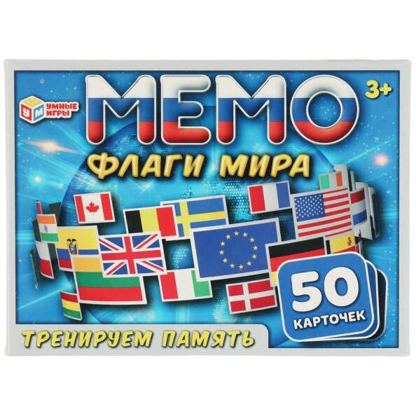 Игра настольная МЕМО "Флаги мира" 170х125х40 мм. Умные игры. 