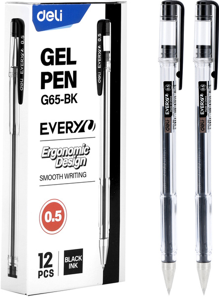 Ручка гелевая 0,5 мм Deli EveryU  корп.прозрачный чернила черн.