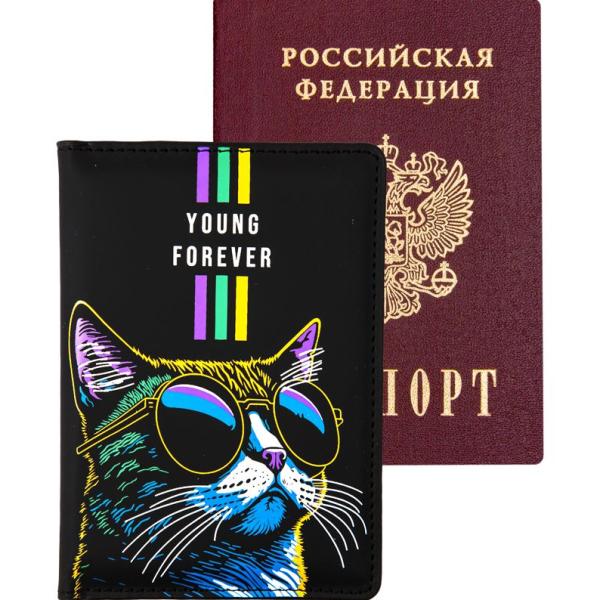 Обложка д/паспорта "deVENTE. Young Forever" 10x14 см, искусственная кожа, поролон, шелкография, отст